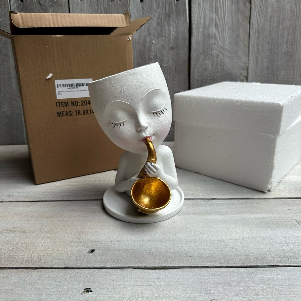 Face Planter Pot Head Planter. Saxophone Player- Brand New!